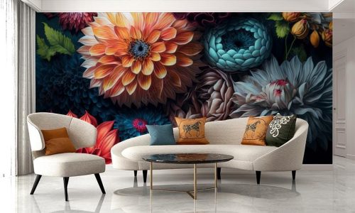 fototapeta-kwiaty-retro